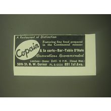 1945 Copain Restaurant Advertisement - A restaurant of distinction
