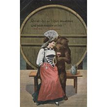 Bear Getting Lady Drunk Antique Swiss Switzerland Comic Postcard