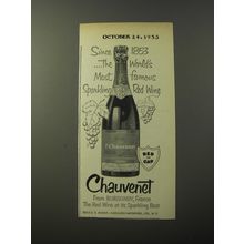 1953 Chauvenet Sparkling Red Wine Ad - Since 1853 .. the world's most famous