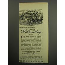 1957 Williamsburg Virginia Ad - Journey into history at Williamsburg Virginia