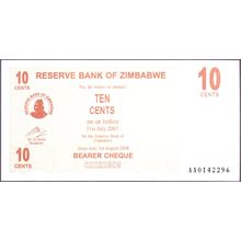 2006 Zimbabwe Banknote 10 Cents Sig 8 Gono