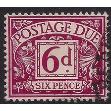 GB 1959 - 63 QE2 6d Purple Postage Due used Wmk 179 SG D63 ( F1129 )