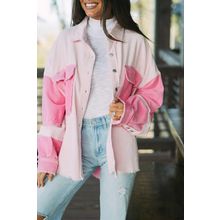 Delicacy Two-tone Color Exposed Seam Corduroy Shacket