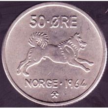 1964 Norway 50 Ore Coin
