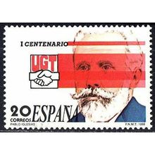 España. 1988. Mi # 2827. UGT. General Union of Workers. Pablo Iglesias