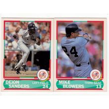 2 1990 Score Young Superstars Yankees RC rookie cards #27 Sanders, #34 Blowers