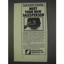 1982 Interaction Systems, Inc. Ad - Touch Sensitive