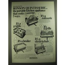 1974 Ronson Quintisserie Appliance Advertisement - Cooks 5 Ways