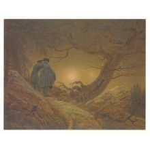 Casper Friedrich Two Men Contemplating The Moon Astronomy Rare Painting Postcard