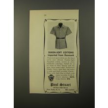 1954 Paul Stuart Sport Shirts Ad - Silken-soft cottons imported from Denmark