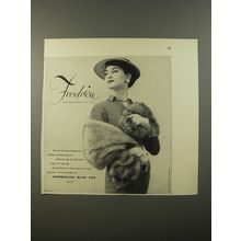 1954 Fredrica Norwegian Blue Fox Fur Stole Advertisement