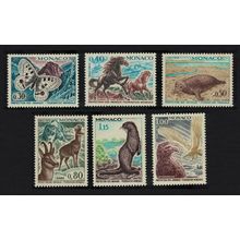 Monaco Birds Eagle Otter Chamois Butterfly Horses Seal 6v 1970 MNH