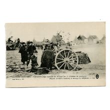 Postcard Belgian artillery artillerie Belge receiving telephone message WW1
