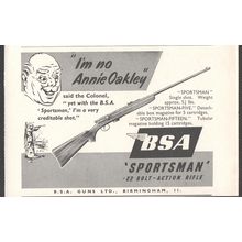 BSA SPORTSMAN B.S.A. Guns Ltd., Birmingham :- Original Vintage 1953 Advert
