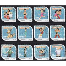 2023 ASTRO BOY, TEZUKA PRODUCTIONS, SET OF 12 USED SELF-ADHESIVE MYSTAMPS.