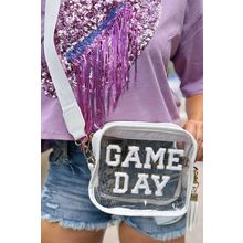White GAME DAY Pattern Clear Shoulder Bag