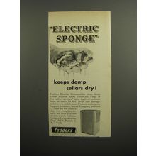 1952 Fedders Electric Dehumidifier Ad - Electric sponge keeps damp cellars dry