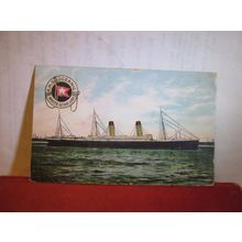 'R.M.S. OCEANIC' WHITE STAR LINE STEAM SHIP used antique postcard c.1906 pm =