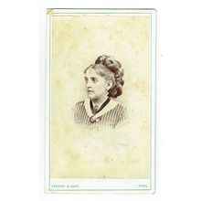 Victorian cdv photo portrait woman striped frock Jersey photographer