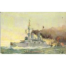 Naval SMS KAISER FRIEDRICH III Tuck Oilette Postcard (9284)