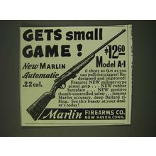 1939 Marlin Model A-1 Rifle Ad - Gets Small Game