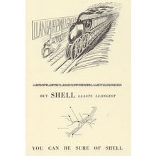 Llanfair Train Railway Shell Petrol Welsh Map Advertising Postcard