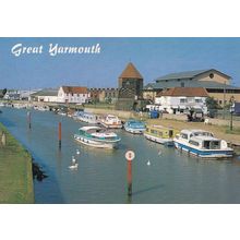 Boat 5mph Speed Limit Signs At Great Yarmouth 1980s Postcard