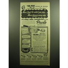 1949 Presto Cookers Ad - More food for what you pay.. more leisure every day