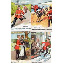 Illustrated Army Orders Volunteering 4x Old Military Comic Postcard s
