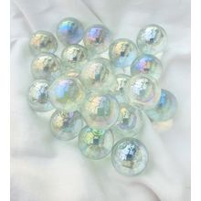 SOAP BUBBLE, 12 Beautiful Glass Marbles, Transparent Iridescent, Brand New, 22mm