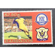 Barbados 2004. Centenary of FIFA. SG 1254 $2 50c Player in yellow strip