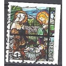 Belgique 2008 COB 3865B O Cote (2016) 3.15 Euro Noël vitrail de l'église