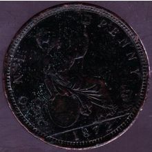 1872 Great Britain 1 Penny Coin