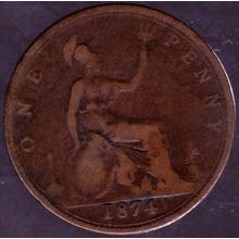 1874 Great Britain 1 Penny Coin