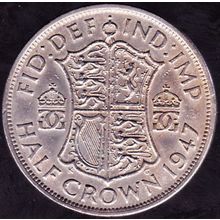 1947 Great Britain 1 Half Crown (2 & Half Shillings) Coin