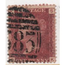 Sg43 1d red plate 179 fine used "S K" (reds)