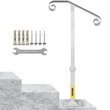 Single Post Handrail White Wrought Iron Post Mount Step Grab Supports Fits 1...
