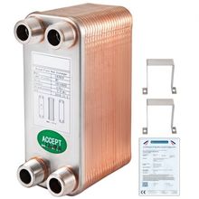Heat Exchanger 3"x7.5" 40 Plates Brazed Plate Heat Exchanger 316L 3/4" MPT H...