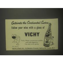 1959 Vichy Water Ad - Cutivate the continental custom