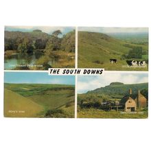 THE SOUTH DOWNS, SUSSEX, multiview used vintage postcard by J. Salmon 1970 =