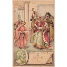 Charles 1st Charlemagne Signed Bendorps Cocoa Postcard Old Antique Trade Card