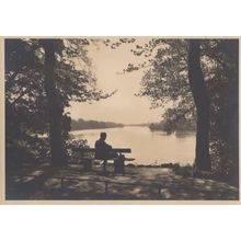 Germany Man At The Rhein Waters Edge Photo Art 1940s Postcard