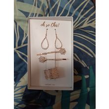 brand new jewellery set, earrings, bobby pins and pony tail holder fashion rose