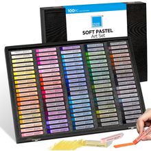 COLOUR BLOCK 100 Professional Grade Soft Pastels - Artist Chalk Set in Wooden Bo