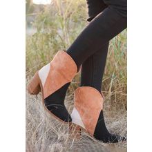 Black Colorblock Suede Heeled Ankle Booties