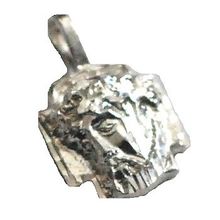 14k White Gold Face Of Jesus Diamond Cut Pendant