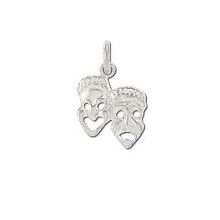 Sterling Silver Comedy & Tragedy Masks Pendant