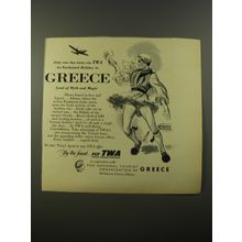 1954 TWA Airlines Ad - Only one day away via TWA an enchanted holiday in Greece