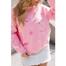 Pink Western Cowboy Boot Sweater