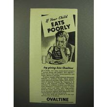 1945 Ovaltine Drink Mix Ad - If Child Eats Poorly